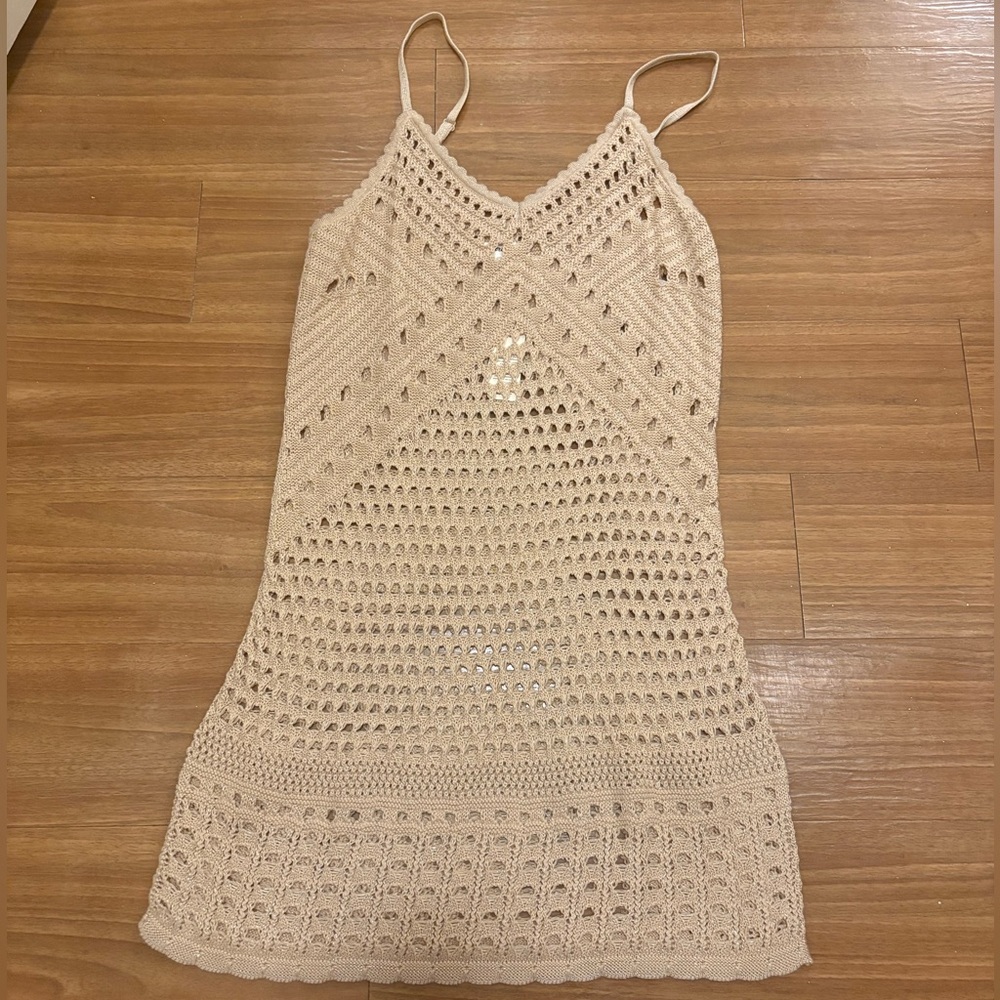 Aerie Tan Crochet Swim Cover-Up